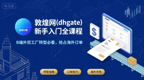 敦煌网(dhgate)新手入门全课程，B端外贸工厂转型必看，抢占海外订单-萤火网创