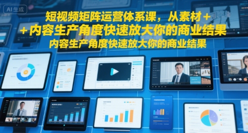 短视频矩阵运营体系课，从素材+内容生产角度快速放大你的商业结果-萤火网创