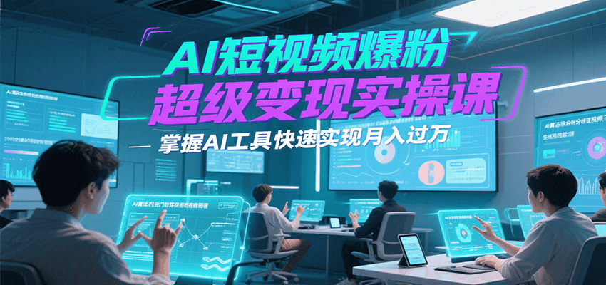 AI短视频爆粉超级变现实操课，掌握AI工具快速实现月入过万-萤火网创