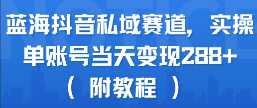 蓝海抖音私域赛道，实操单账号当天变现288+(附教程)-萤火网创