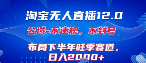 淘宝无人直播12.0，不封号，不违规，布局下半年旺季赛道，日入1k+(独家技术)【揭秘】-萤火网创