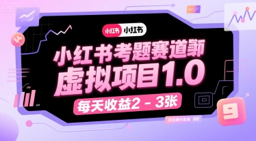 小红书考题赛道虚拟项目1.0，项目操作简单，每天收益2-3张-萤火网创