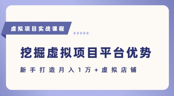 抓住虚拟项目各平台优势，新手轻松月入1W+(给出具体建议)-萤火网创