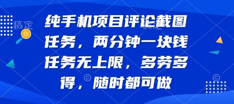 纯手机项目评论截图任务，两分钟一块钱 任务无上限多劳多得，随时随地都能做【揭秘】-萤火网创