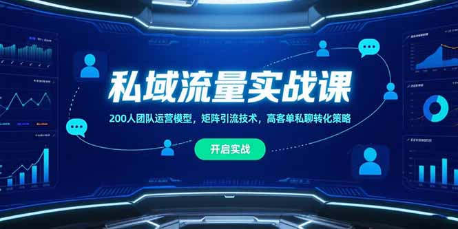 私域流量实战课，200人团队运营模型，矩阵引流技术，高客单私聊转化策略-萤火网创