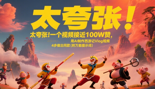 太夸张！一个视频接近100W赞，用AI制作西游记Vlog视频，全流程拆解来了(附万能提示词)-萤火网创