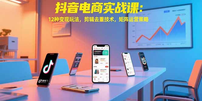 抖音电商实战课：12种变现玩法，剪辑去重技术，矩阵运营策略-萤火网创