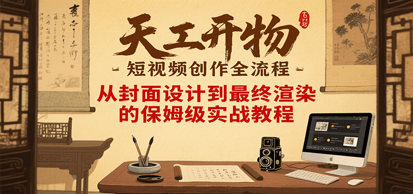 天工开物短视频创作全流程，从封面设计到最终渲染的保姆级实战教程-萤火网创