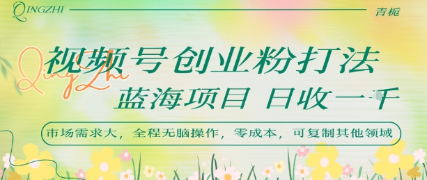 视频号创业粉打法，日入1k，蓝海项目，市场需求大，全程无脑操作，可复制-萤火网创