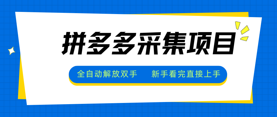 拼多多采集项目，全自动解放双手，单号日入30+-萤火网创