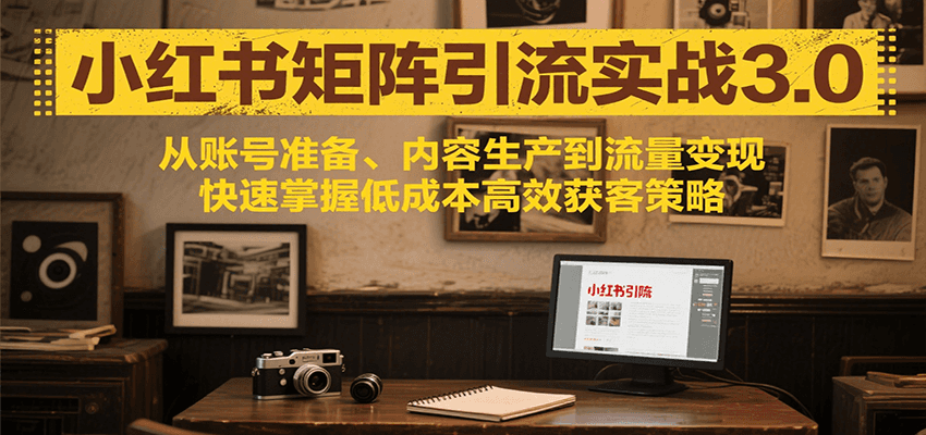 小红书矩阵引流3.0，从账号准备、内容生产到流量变现，快速掌握低成本高效获客策略-萤火网创