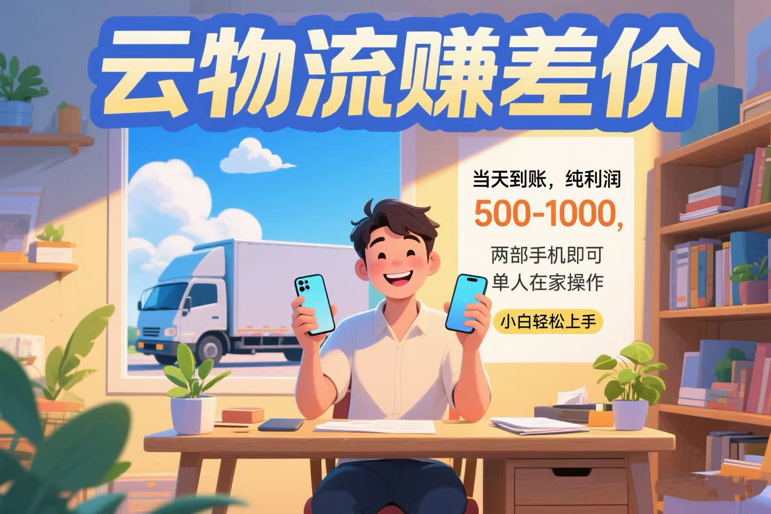 云物流赚差价 当天到账纯利润500-1000 两部手机即可 可单人在家操作 小…-萤火网创