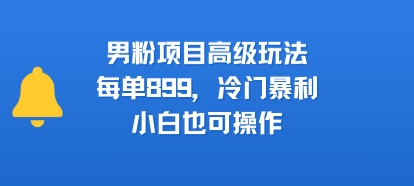 男粉项目高级玩法，每单899，冷门暴利，小白也可操作-萤火网创