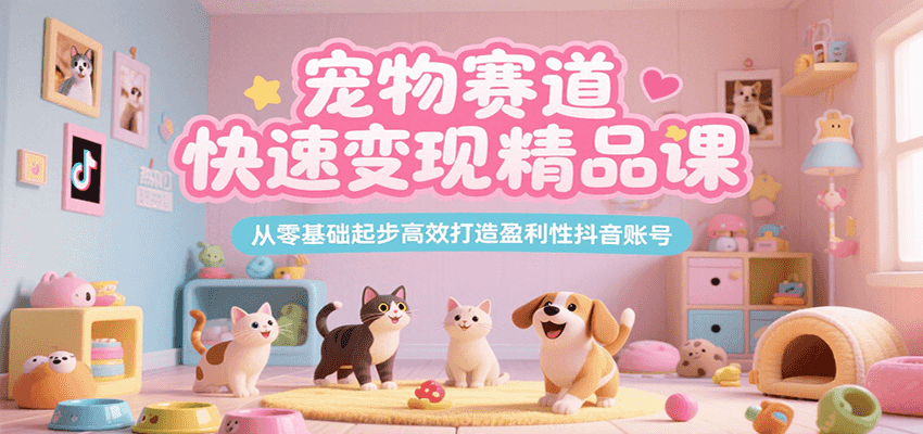 宠物赛道快速变现精品课，从零基础起步高效打造盈利性抖音账号-萤火网创