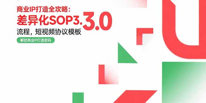 商业IP打造全攻略：差异化SOP3.0流程，短视频协议模板，婚恋项目实战案例-萤火网创