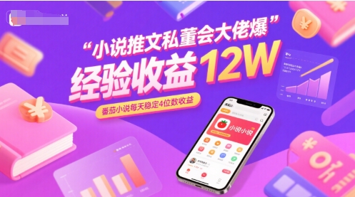 小说推文私董会大佬爆单经验分享收益12W，番茄小说每天稳定4位数收益-萤火网创