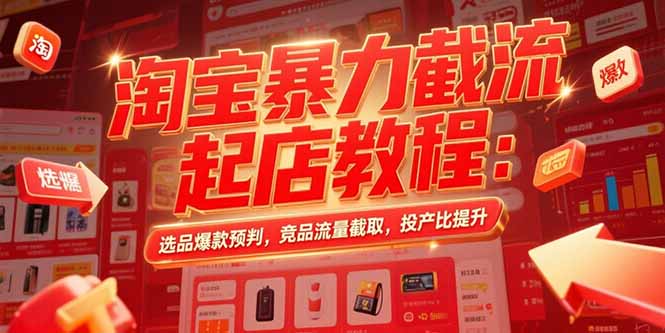 淘宝暴力截流起店教程：选品爆款预判，竞品流量截取，投产比提升-萤火网创
