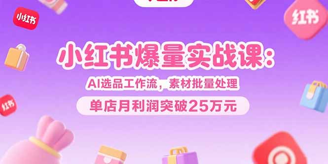小红书爆量实战课：AI选品工作流，素材批量处理，单店月利润突破25万元-萤火网创
