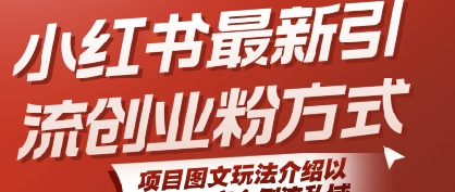 小红书最新引流创业粉方式，项目图文玩法介绍以及如何安全倒流私域-萤火网创