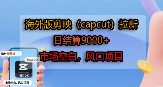 海外版剪映(capcut)拉新，日结算1k+，市场空白，风口项目-萤火网创