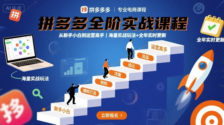 拼多多全阶实战课程，从新手小白到运营高手，海量实战玩法+全年实时更新【2025年9月更新】-萤火网创