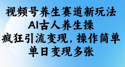 视频号养生赛道新玩法，AI古人养生操，疯狂引流变现，操作简单，单日变现多张-萤火网创