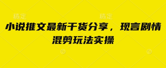 小说推文最新干货分享，现言剧情混剪玩法实操-萤火网创