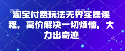 淘宝付费玩法无界实操课程，高价解决一切烦恼，大力出奇迹-萤火网创