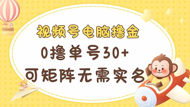 视频号电脑撸金 0撸单号30+ 可矩阵 无需实名多号多得-萤火网创