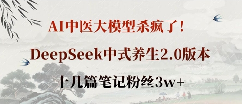 AI中医大模型杀疯了！DeepSeek中式养生2.0版本，十几篇笔记粉丝3w+-萤火网创