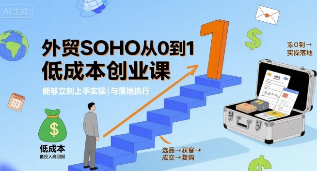 外贸SOHO从0到1低成本创业课，能够立刻上手实操与落地执行-萤火网创