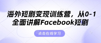 海外短剧变现训练营，从0-1全面讲解Facebook短剧-萤火网创