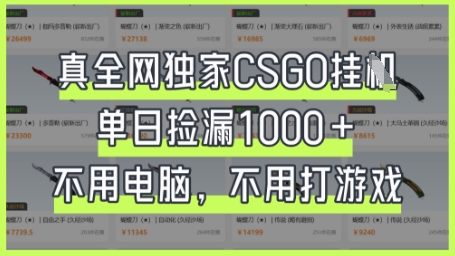 真全网独家CSGO挂G，单日捡漏1k+【揭秘】-萤火网创