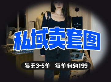 私域卖套图每天3-5单，每单利润99-萤火网创