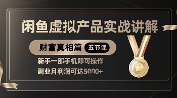 精品！闲鱼虚拟产品实战讲解，新手一部手机即可操作，副业月利润可达5k+-萤火网创