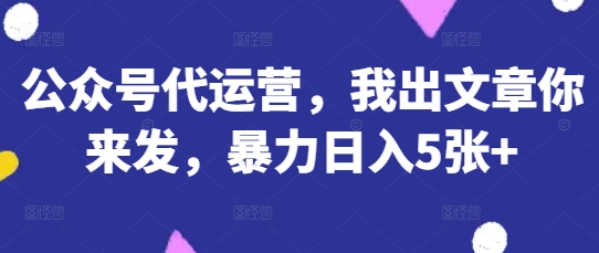 公众号代运营，我出文章你来发，暴力日入5张+【揭秘】-萤火网创
