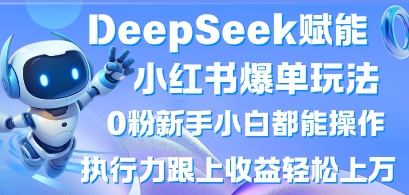 DeepSeek赋能小红书爆单玩法0粉新手小白都能操作，执行力跟上收益轻松上W，懒人勿做-萤火网创