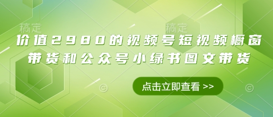 价值2980的视频号短视频橱窗带货和公众号小绿书图文带货-萤火网创