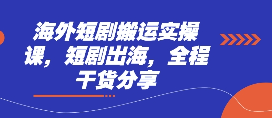 海外短剧搬运实操课，短剧出海，全程干货分享-萤火网创