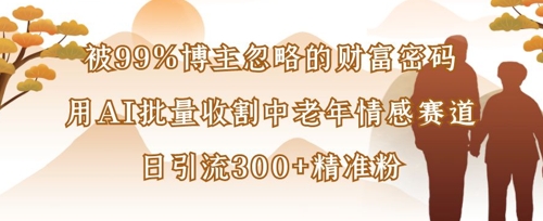 被99%博主忽略的财富密码：用AI批量收割中老年情感赛道，日引流300+精准粉-萤火网创