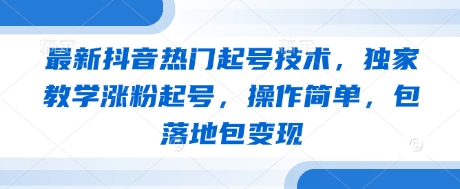 最新抖音热门起号技术，独家教学涨粉起号，操作简单，包落地包变现-萤火网创