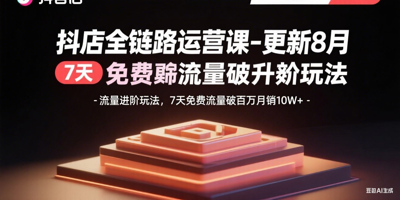 抖店全链路运营课-更新8月：流量进阶玩法，7天免费流量破百万月销10W+-萤火网创