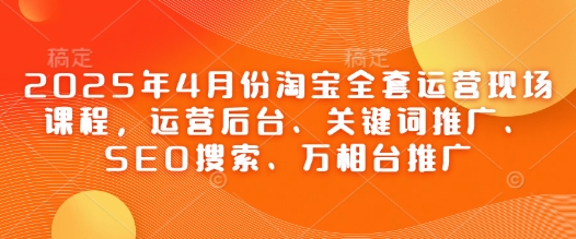 2025年4月份淘宝全套运营现场课程，运营后台、关键词推广、SEO搜索、万相台推广-萤火网创