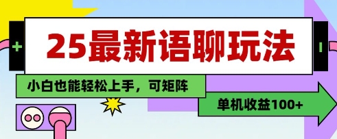25年最新语聊玩法，纯手工，单机收益100+，小白也能轻松上手，可矩阵操作-萤火网创