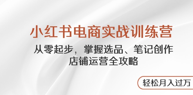 小红书电商实战训练营，从零起步，掌握选品、笔记创作、店铺运营全攻略…-萤火网创