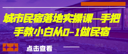 城市民宿落地实操课—手把手教小白从0-1做民宿-萤火网创