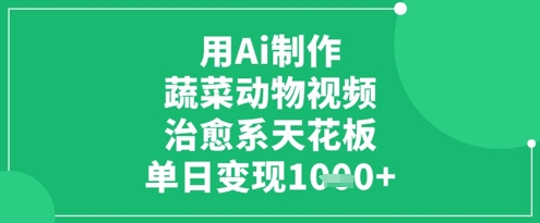 用Ai制作蔬菜动物视频，治愈系天花板，单日变现1k-萤火网创