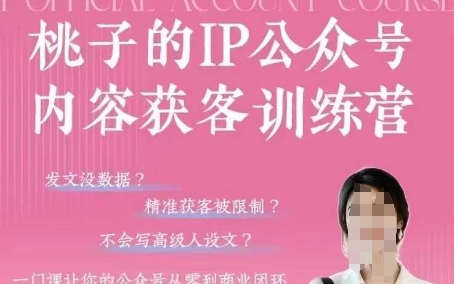 桃子IP公众号内容获客训练营(第3期)，一门让你公众号从0到商业闭环的课程-萤火网创