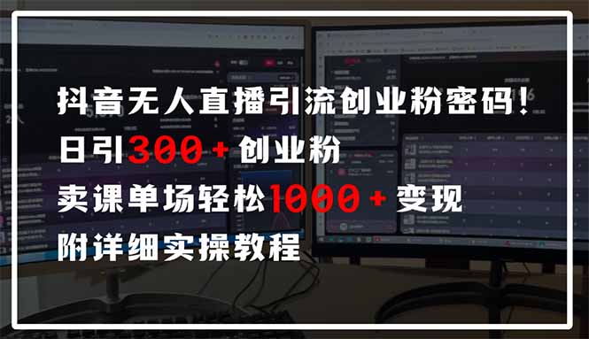抖音无人直播引流密码！日引300+创业粉 单场轻松1000+变现 附详细实操教程-萤火网创
