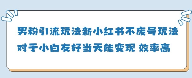 男粉引流玩法(新)，玩法友好做的好当天就能变现-萤火网创